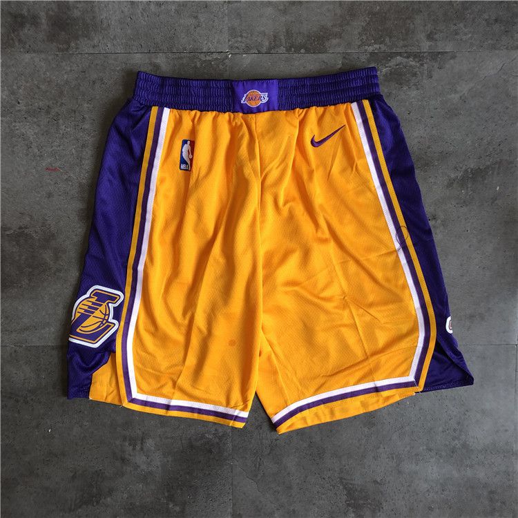 Cheap Men NBA Los Angeles Lakers yellow Nike Shorts 04162